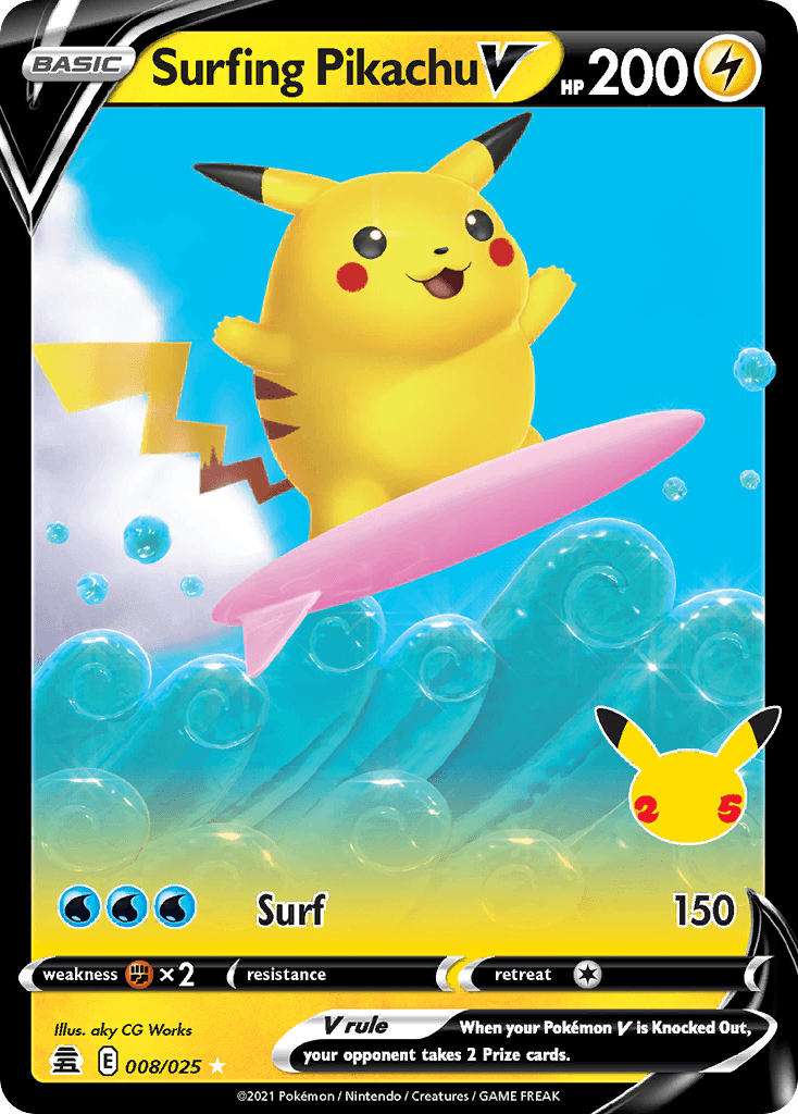 Surfing Pikachu V (Celebrations) - 8/25